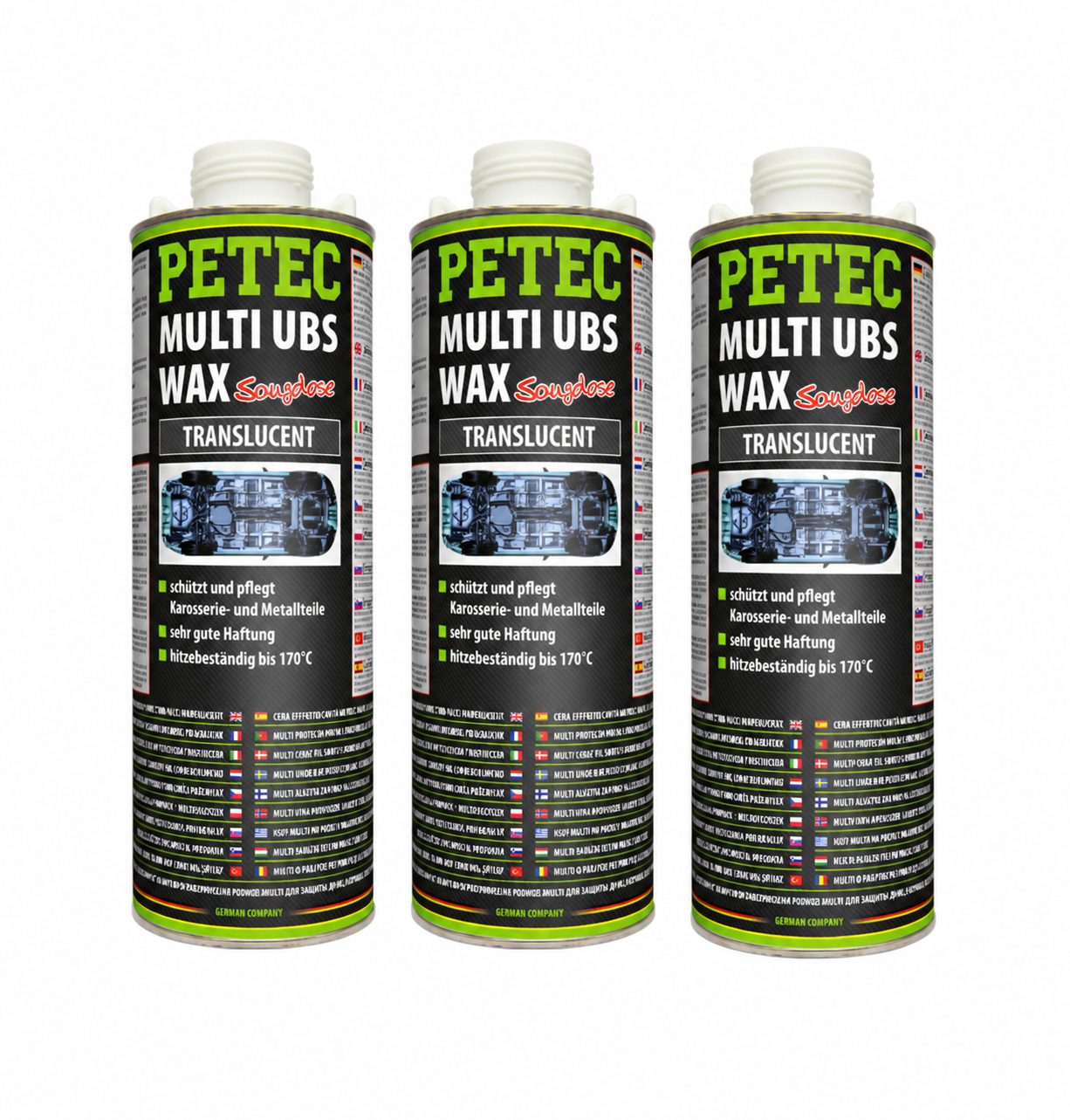 PETEC 3x 73410 Multi UBS Wax Translucent 1000 ml Unterbodenschutz Wachs