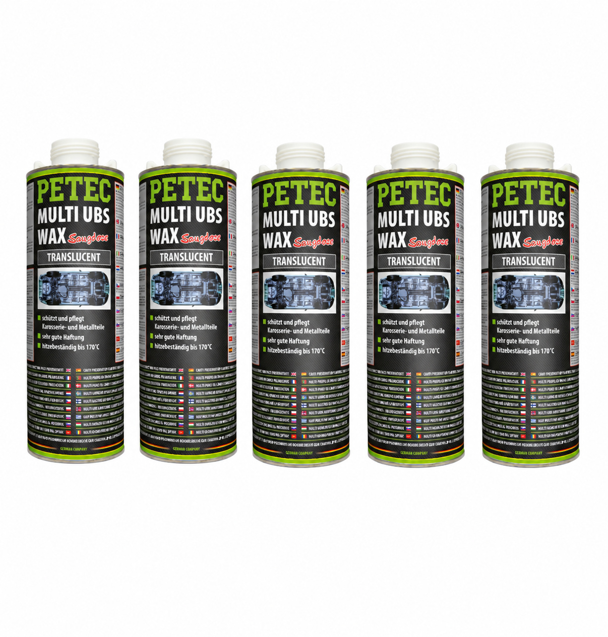 PETEC 5x 73410 Multi UBS Wax Translucent 1000 ml Unterbodenschutz Wachs