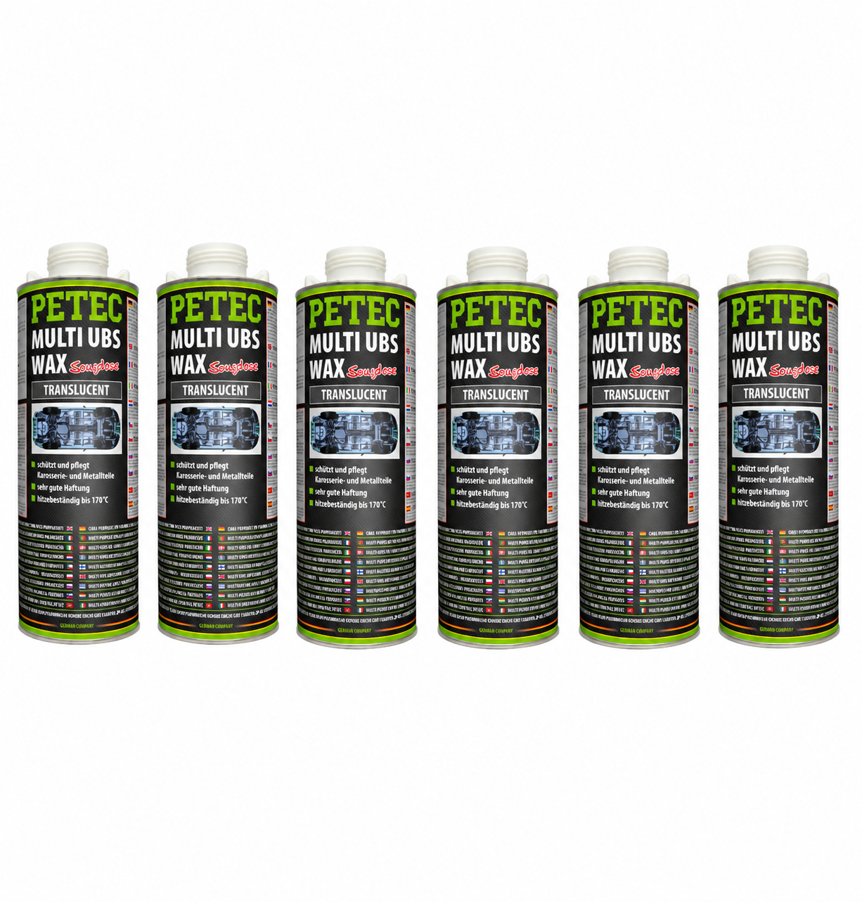PETEC 6x 73410 Multi UBS Wax Translucent 1000 ml Unterbodenschutz Wachs