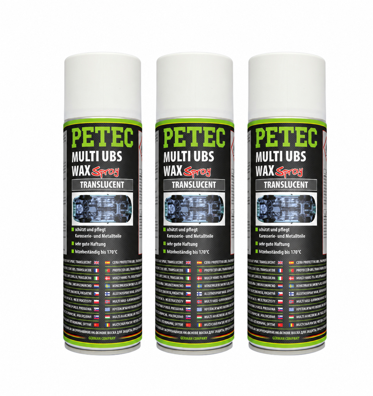PETEC 3x 73450 Multi UBS Wax Translucent 500 ml Unterbodenschutz Wachs