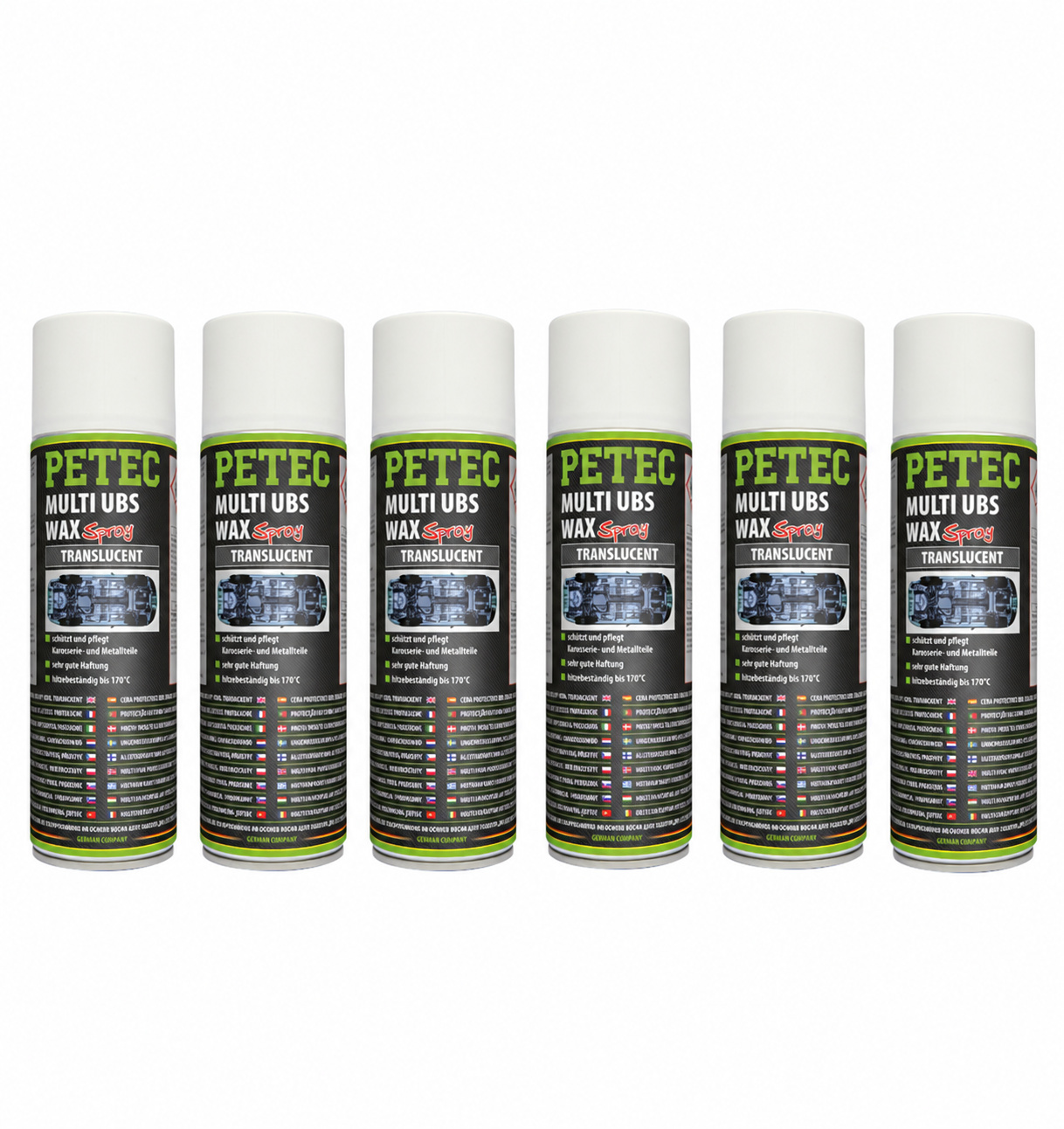 PETEC 6x 73450 Multi UBS Wax Translucent 500 ml Unterbodenschutz Wachs