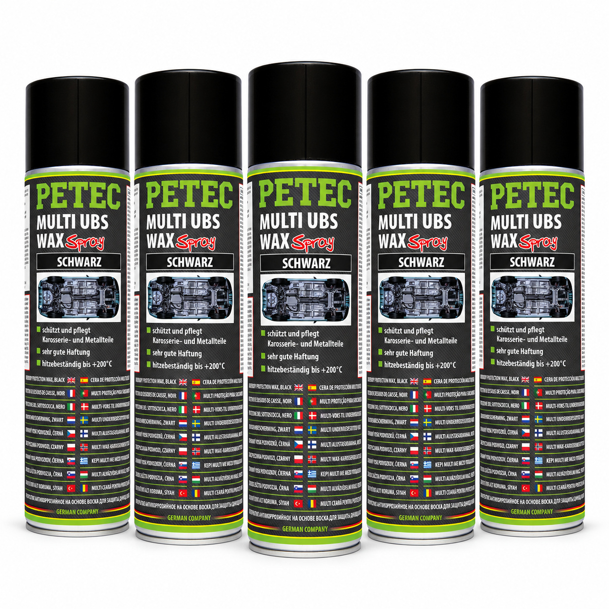 PETEC 5x 73460 Multi UBS Wax Schwarz 500 ml Unterbodenschutz Wachs