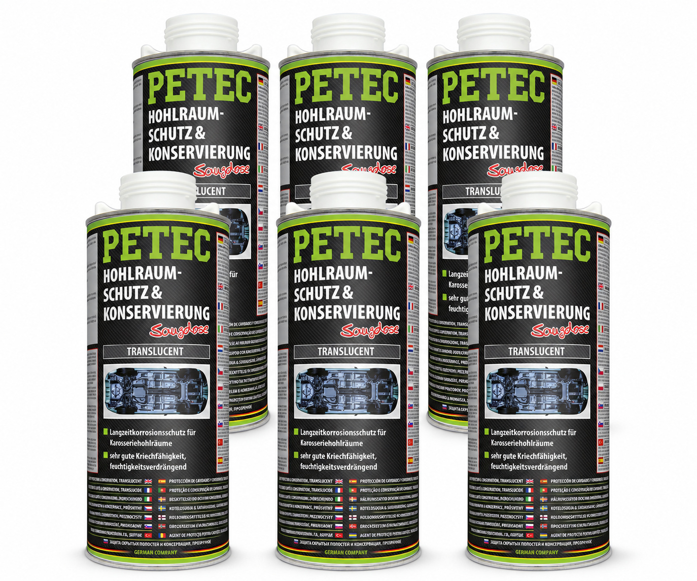 PETEC 6x 73510 Hohlraumschutz Konservierung Translucent 1000 ml Wachs
