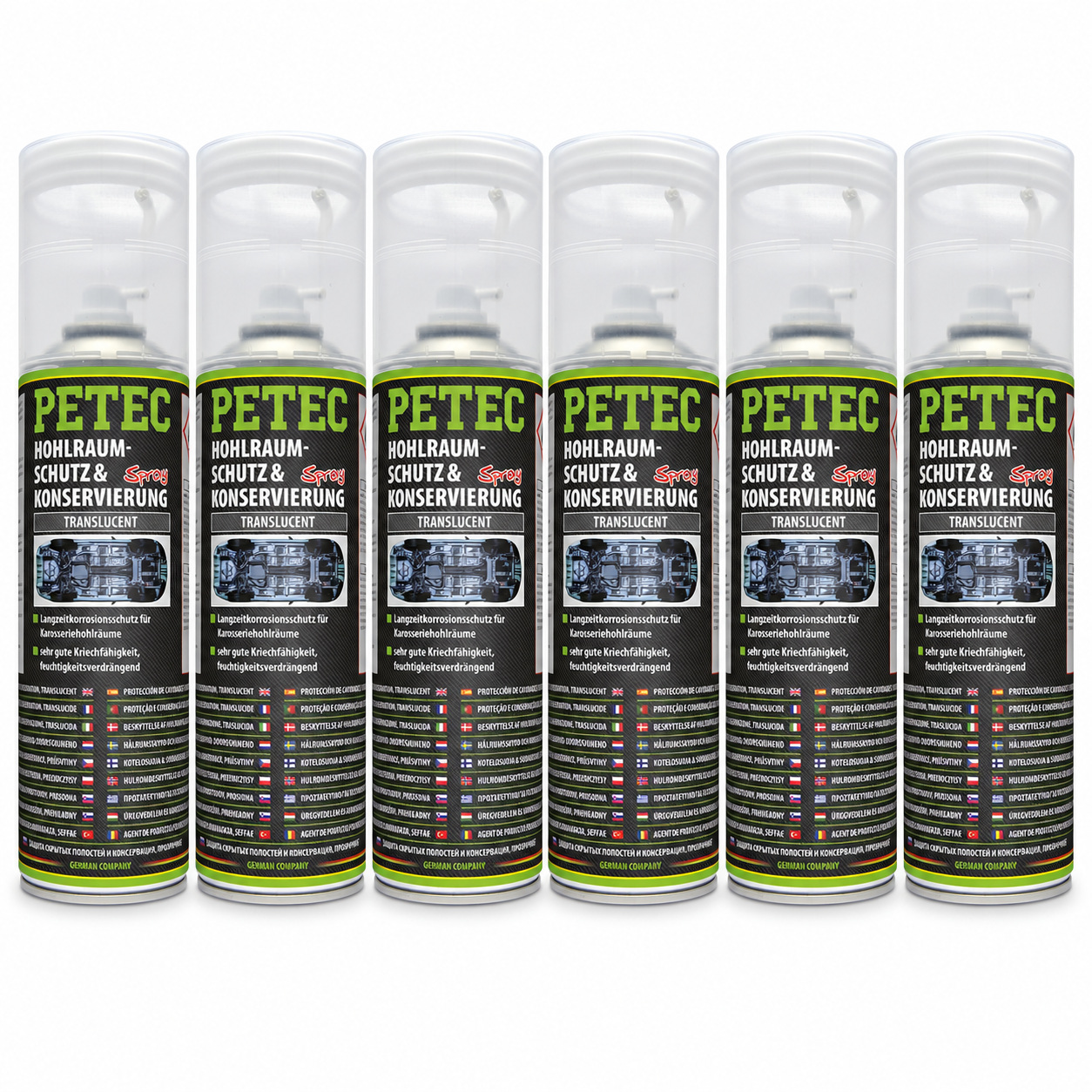 PETEC 6x 73550 Hohlraumschutz Konservierung Translucent 500 ml Wachs