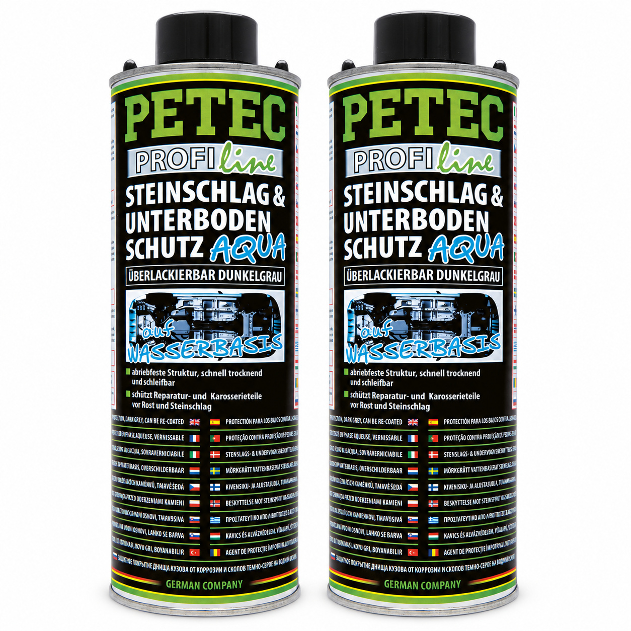 PETEC 2x 73710 Steinschlag Unterbodenschutz Alligator 1000 ml Dunkelgrau