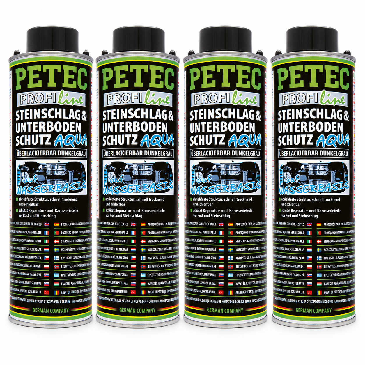 PETEC 4x 73710 Steinschlag Unterbodenschutz Alligator 1000 ml Dunkelgrau
