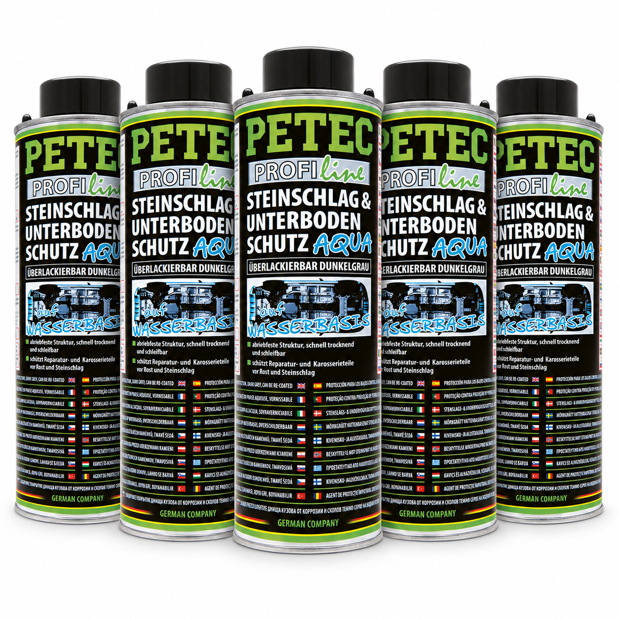 PETEC 5x 73710 Steinschlag Unterbodenschutz Alligator 1000 ml Dunkelgrau