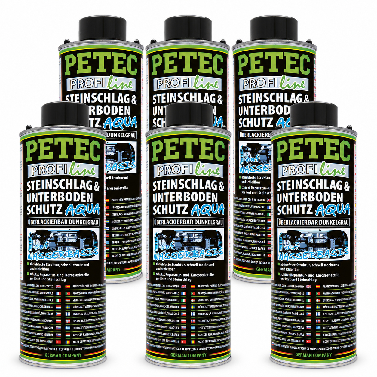 PETEC 6x 73710 Steinschlag Unterbodenschutz Alligator 1000 ml Dunkelgrau