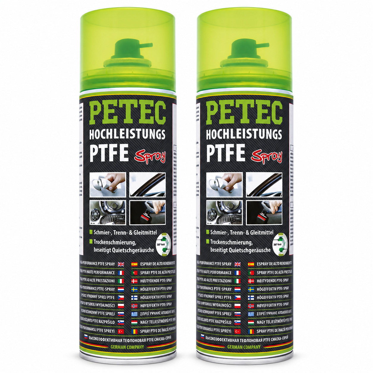 PETEC 2x 74050 Hochleistungs PTFE Spray 500 ml Schmiermittel Transparent
