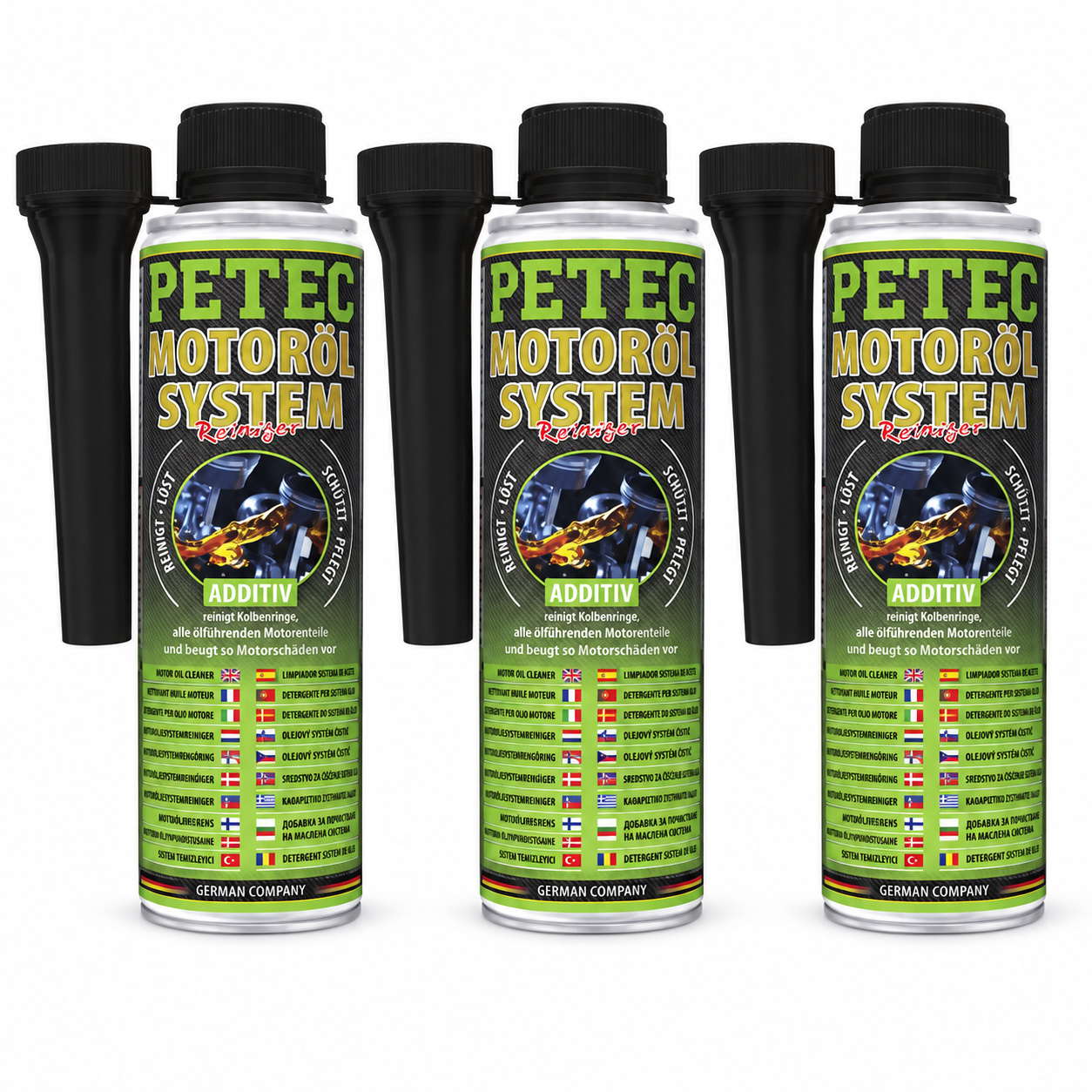 PETEC 3x 80350 Motor&ouml;lsystemreiniger 300 ml Motorreiniger Ablagerungsentferner