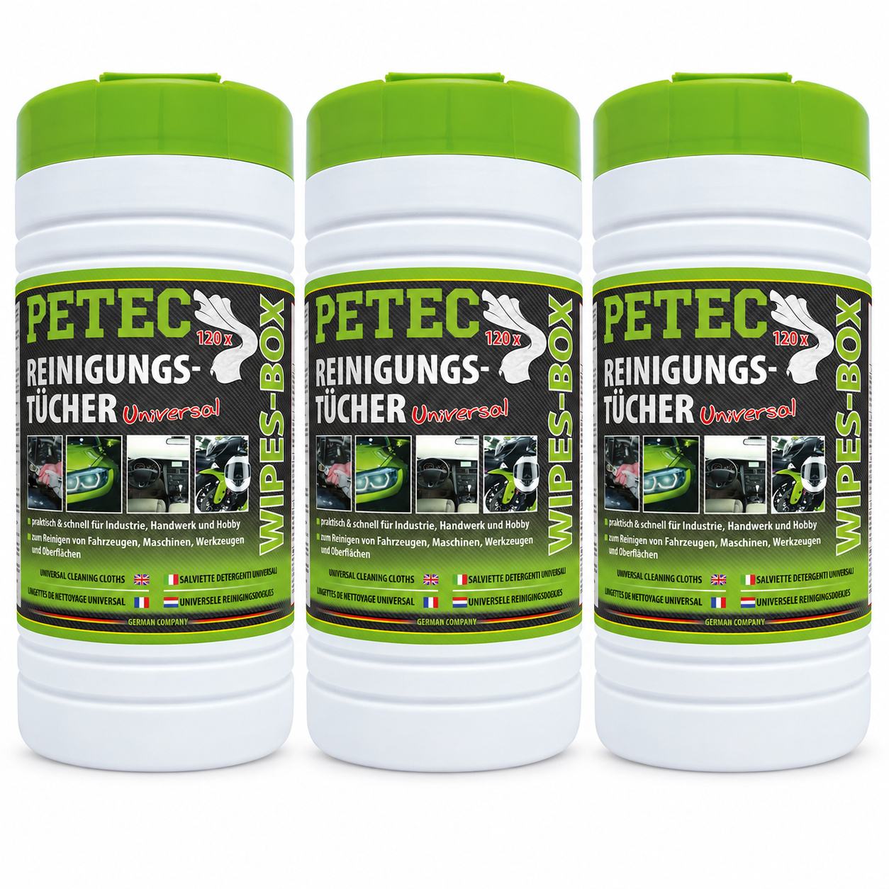 PETEC 3x 82120 Reinigungst&uuml;cher Wipes Box Reinigungst&uuml;cher T&uuml;cher