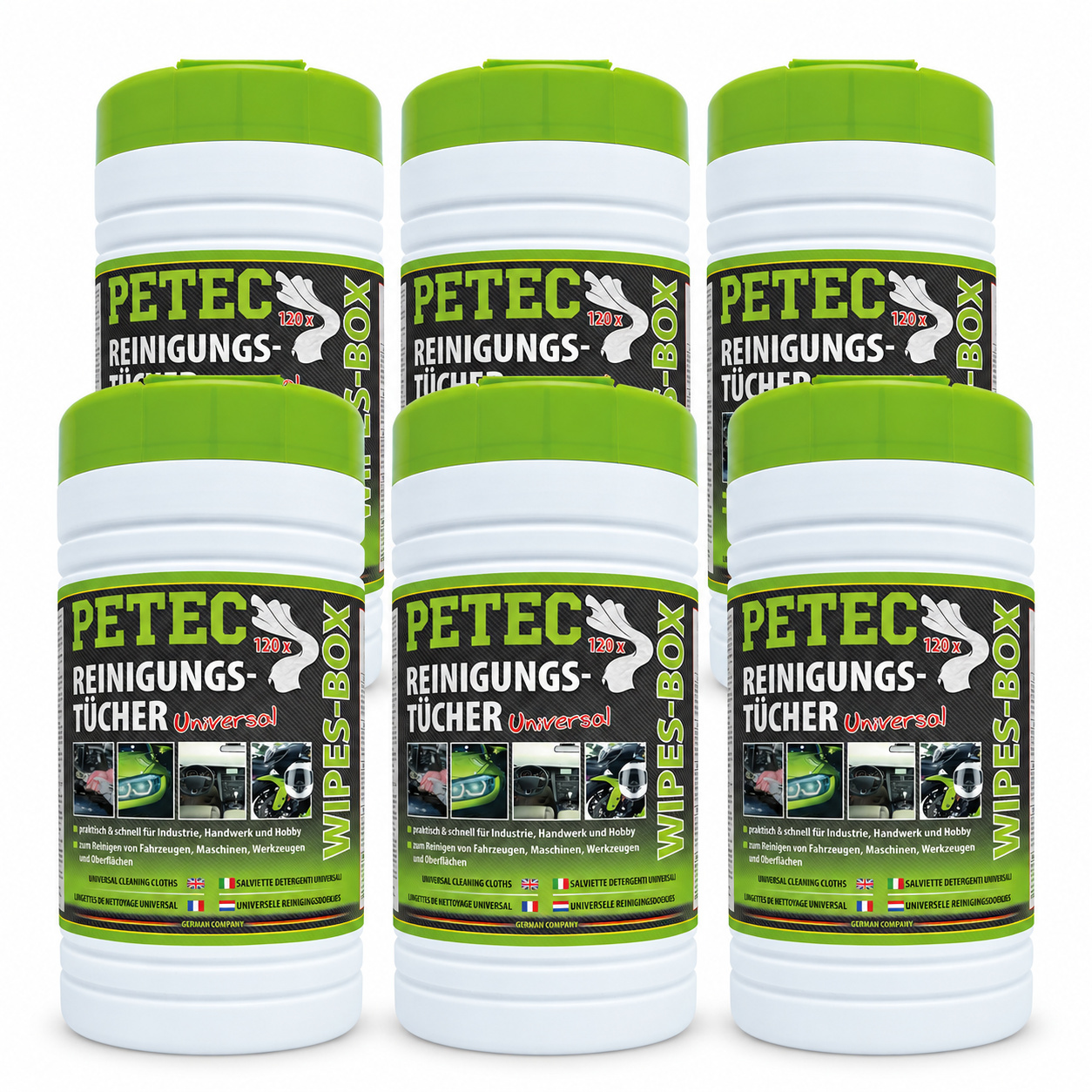 PETEC 6x 82120 Reinigungst&uuml;cher Wipes Box Reinigungst&uuml;cher T&uuml;cher