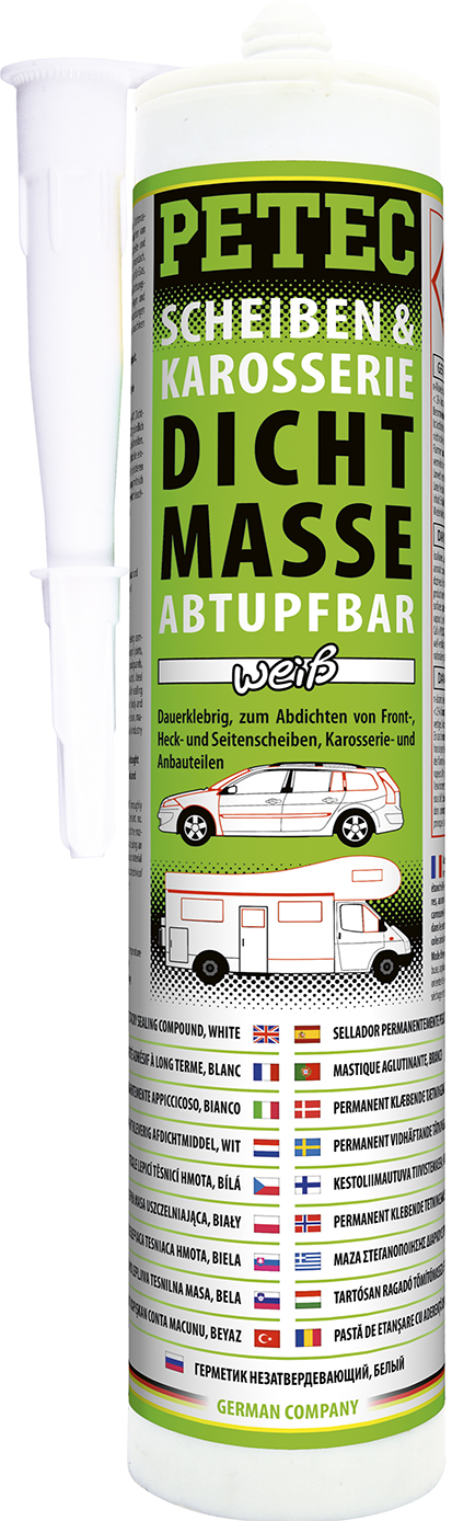 PETEC 3x 83290 Scheiben & Karosseriedichtmasse Wei&szlig; 310 ml Butyl Dichtmasse