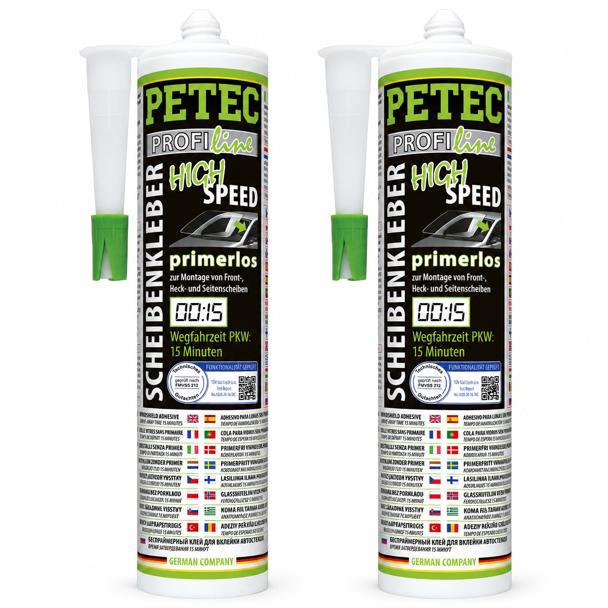 PETEC 2x 84300 Scheibenkleber High Speed 290 ml Primerloser Scheibenklebstoff