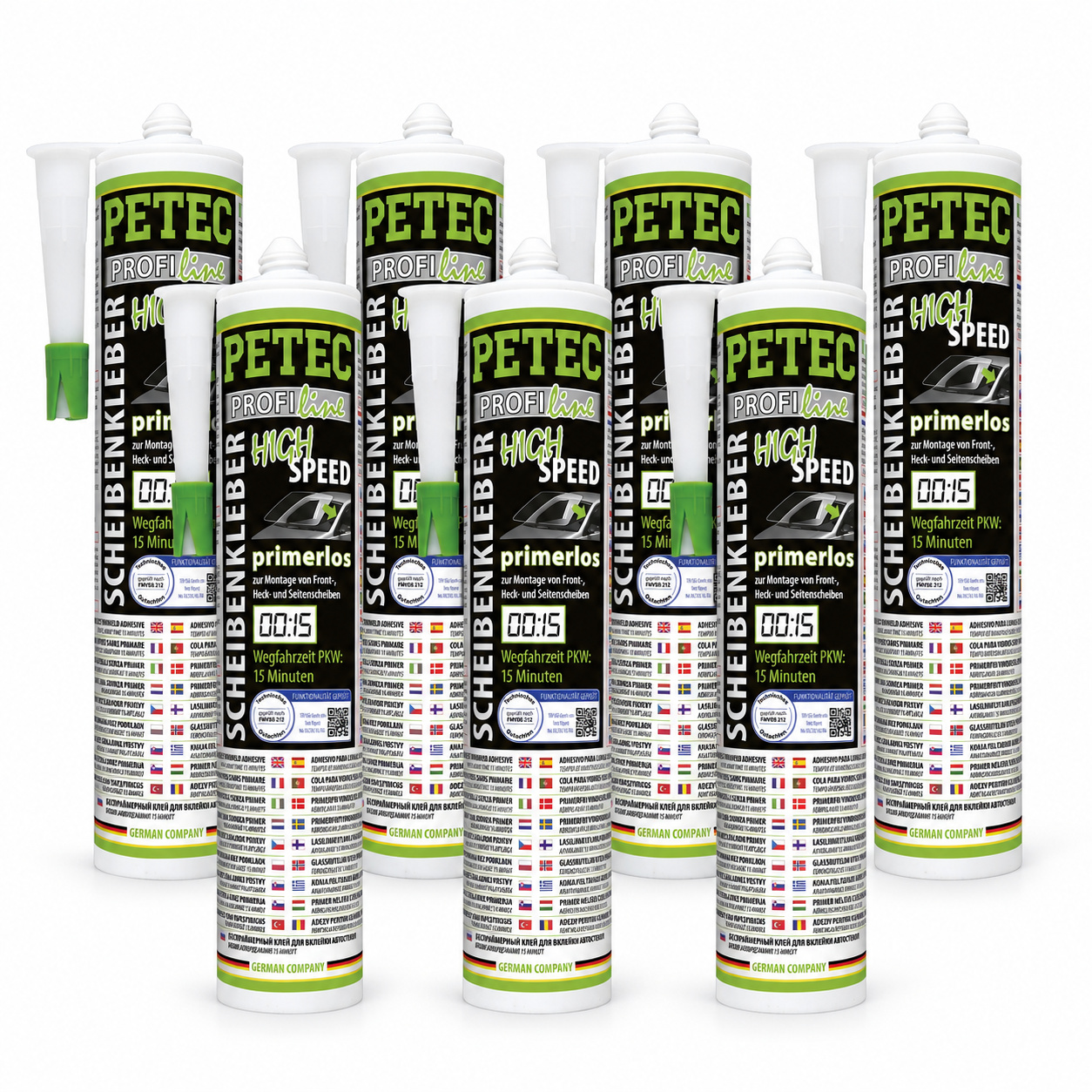 PETEC 6x 84300 Scheibenkleber High Speed 290 ml Primerloser Scheibenklebstoff