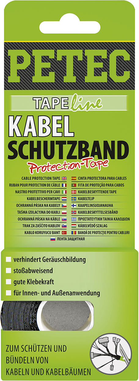 PETEC 3x 87500 Kabelschutzband Protection Tape Schwarz 19mm x 0,3mm x 10m Kabel