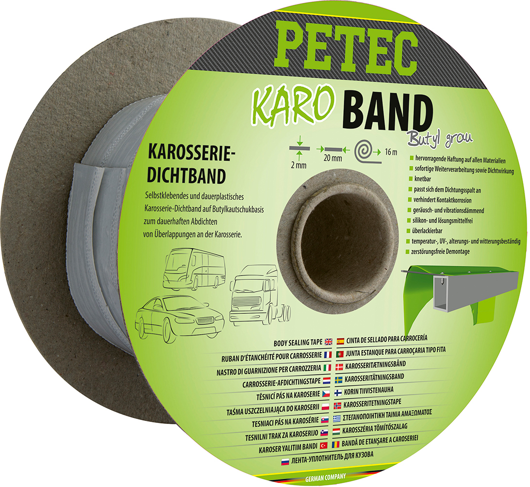 PETEC 3x 87520 Karo Band Karosseriedichtband Butyl Grau 2x20mm x 16m Dichtband