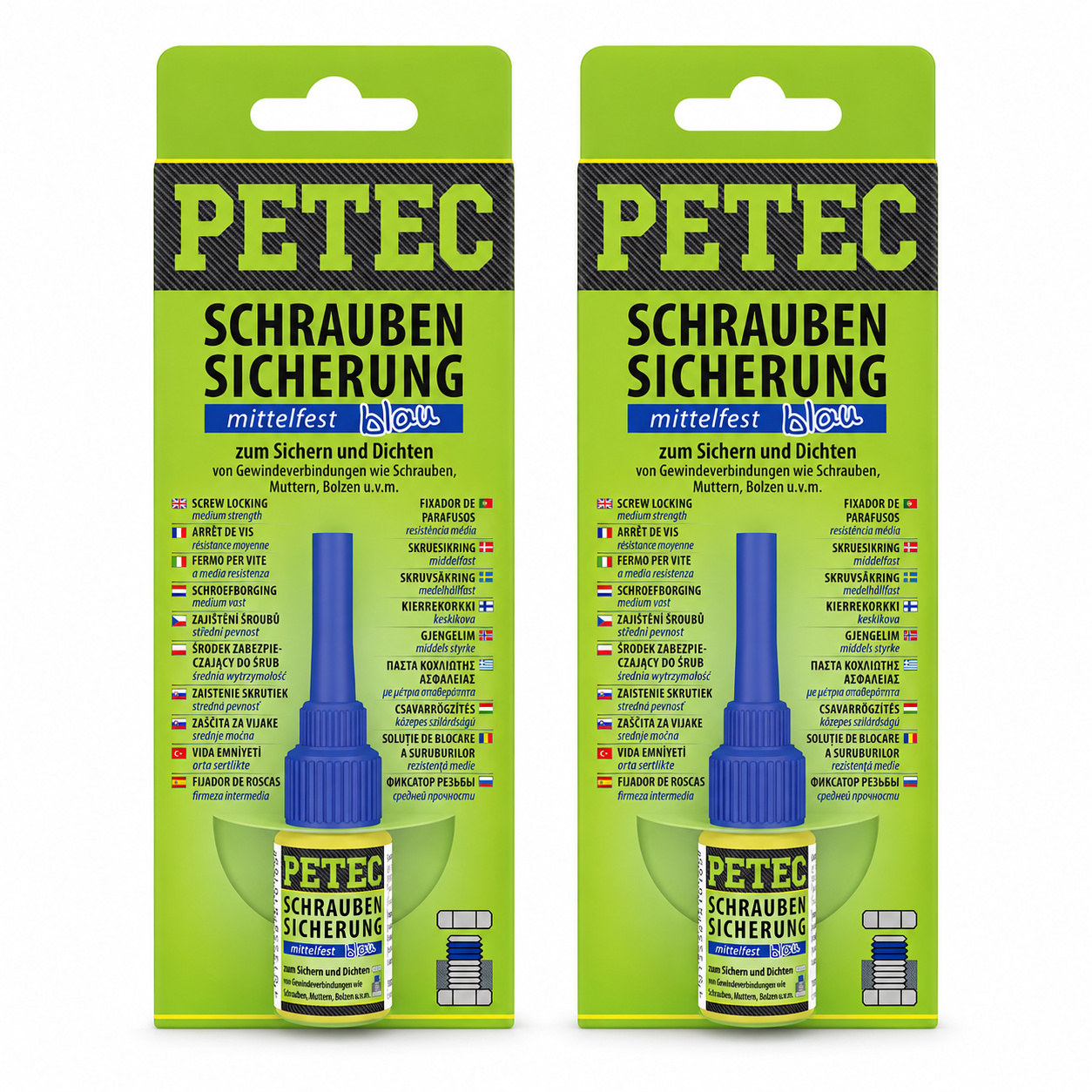 PETEC 2x 91005 Schraubensicherung mittelfest blau 5 g Schraubenkleber