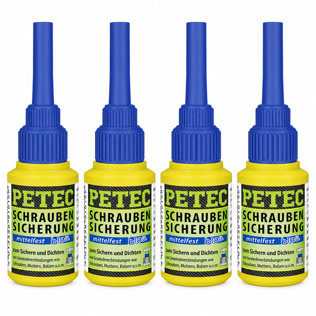 PETEC 4x 91010 Schraubensicherung mittelfest blau 10 g Schraubenkleber