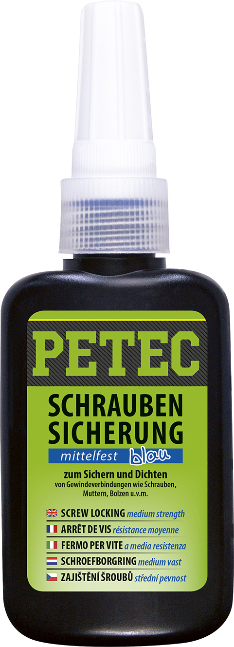 PETEC 6x 91050 Schraubensicherung mittelfest blau 50 g Schraubenkleber