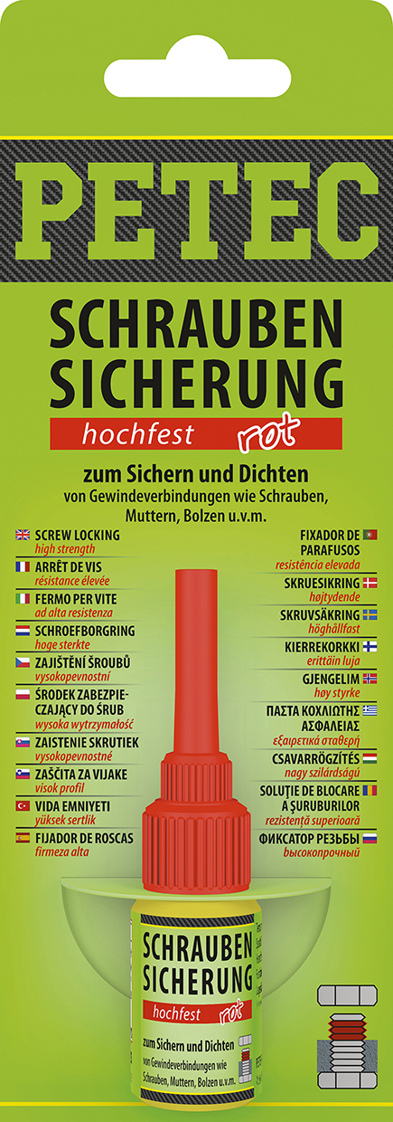 PETEC 5x 92005 Schraubensicherung hochfest rot 5 g Schraubenkleber
