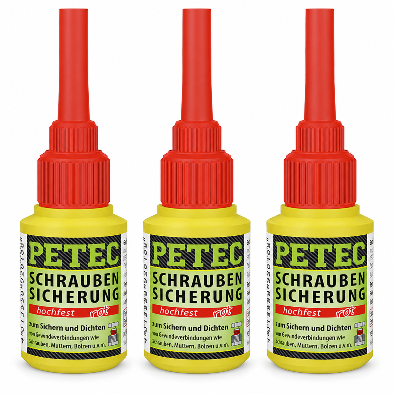 PETEC 3x 92010 Schraubensicherung hochfest rot 10 g Schraubenkleber