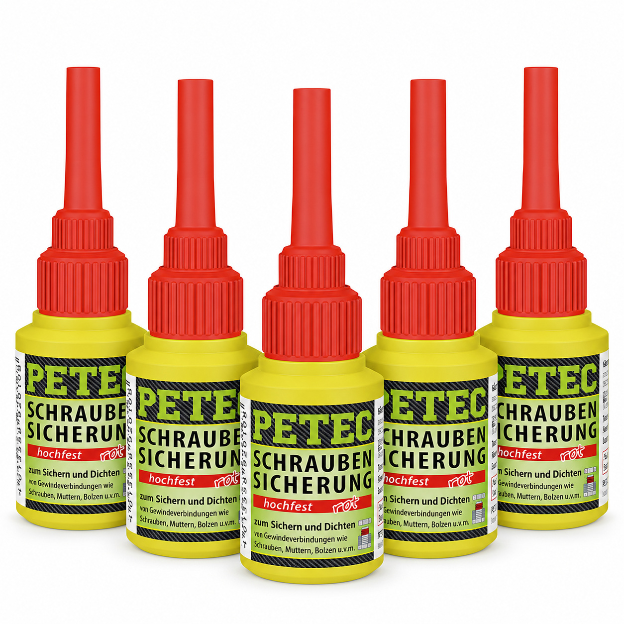 PETEC 5x 92010 Schraubensicherung hochfest rot 10 g Schraubenkleber