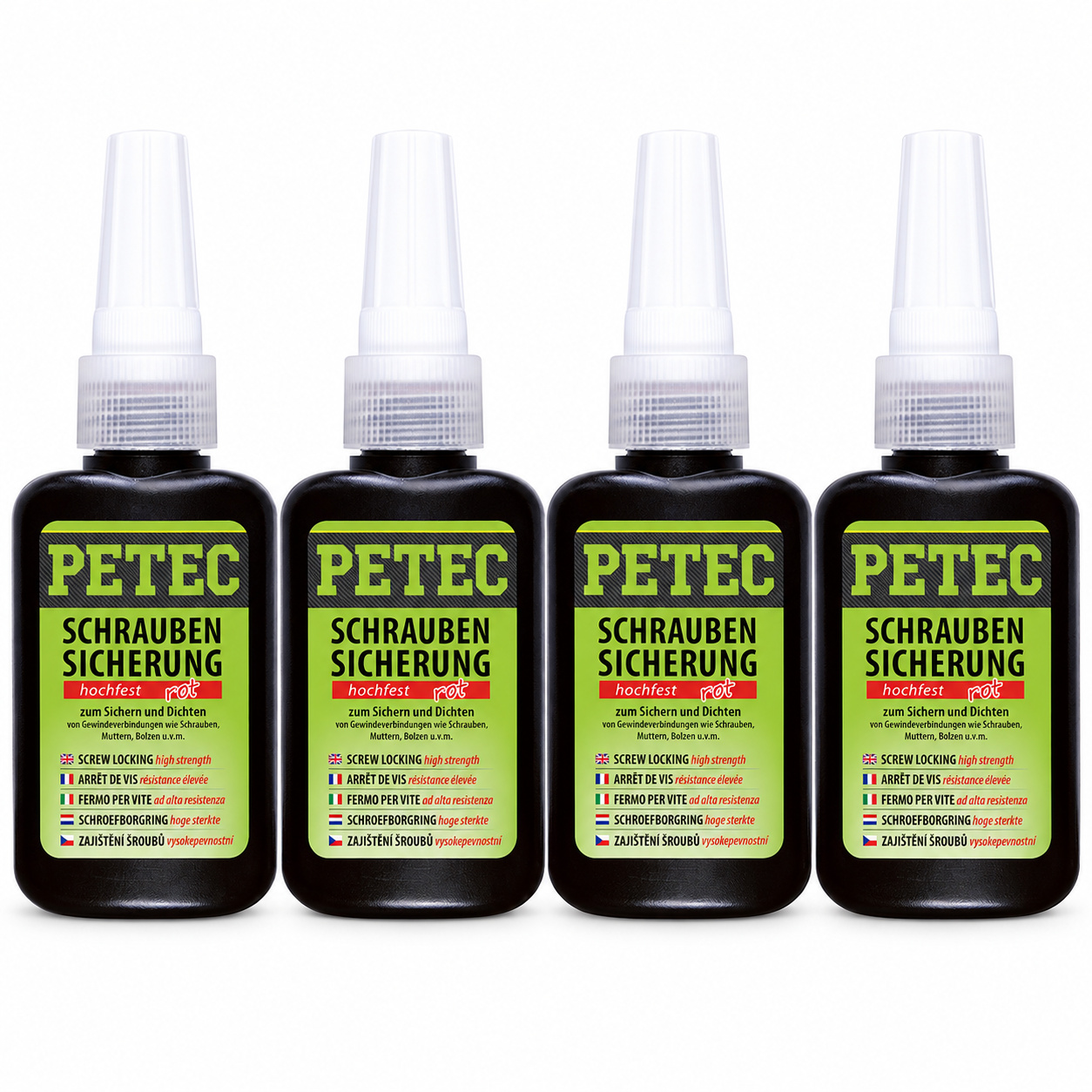 PETEC 4x 92050 Schraubensicherung hochfest rot 50 g Schraubenkleber