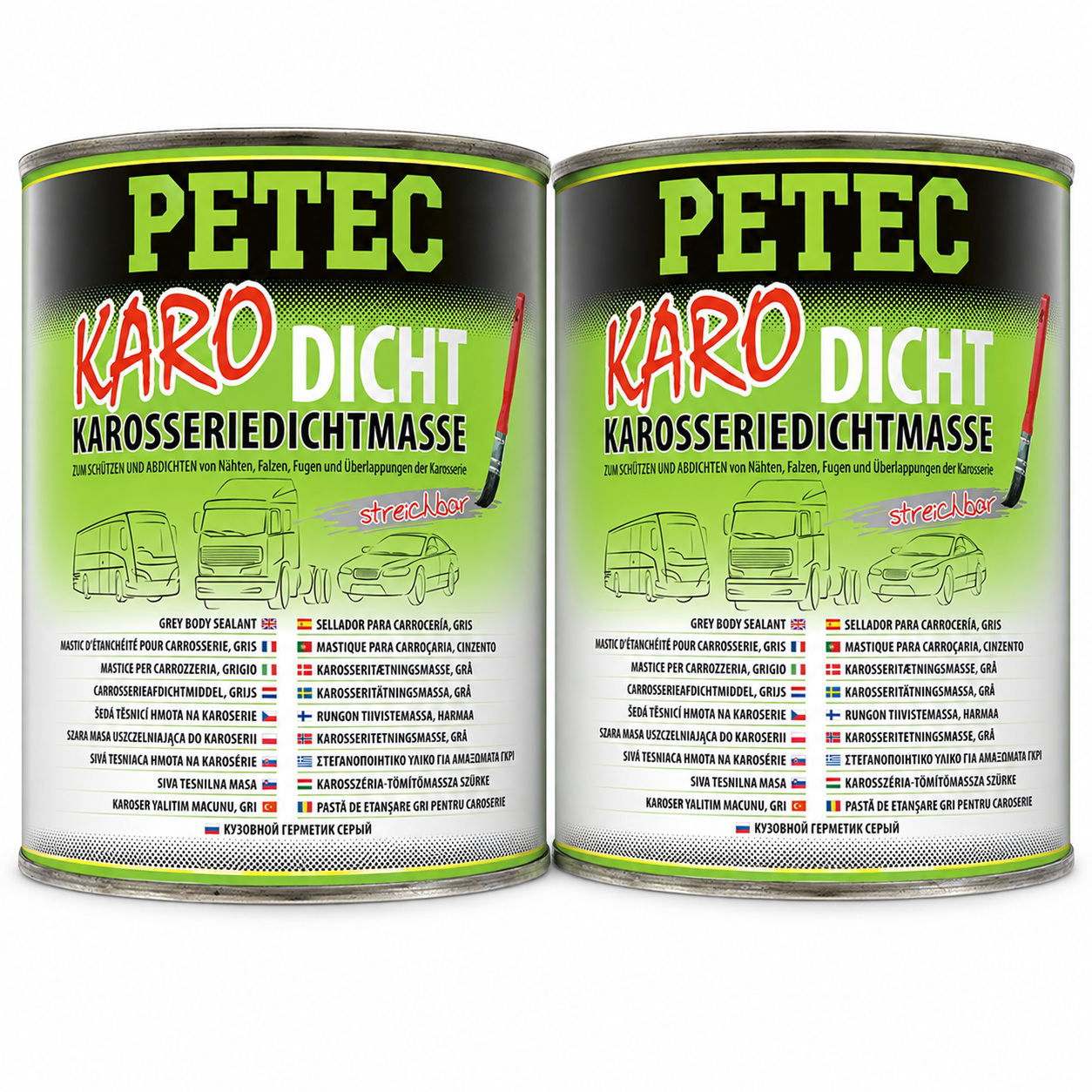 PETEC 2x 94130 Karo-Dicht Karosseriedichtmasse Grau 1 kg Dichtmasse