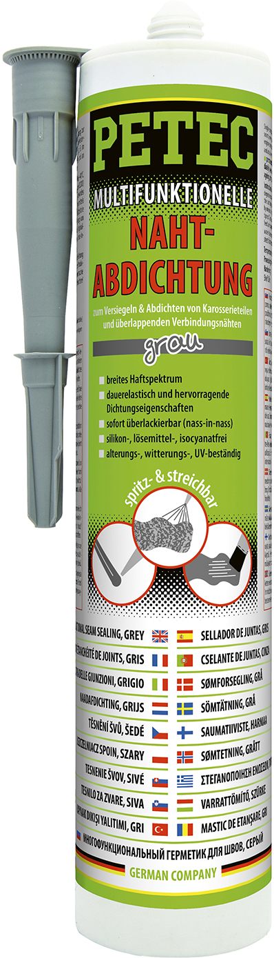 PETEC 6x 94131 Multifunktionelle Nahtabdichtung Grau 310 ml Karosseriedichtmasse