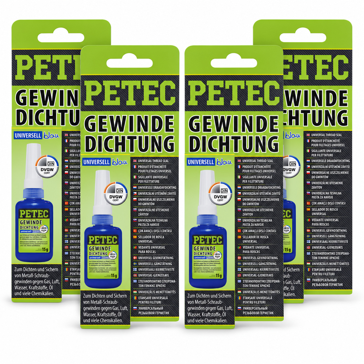 PETEC 4x 97216 Gewindedichtung Blau 15 g Fl&uuml;ssige Schraubgewinde Dichtmittel