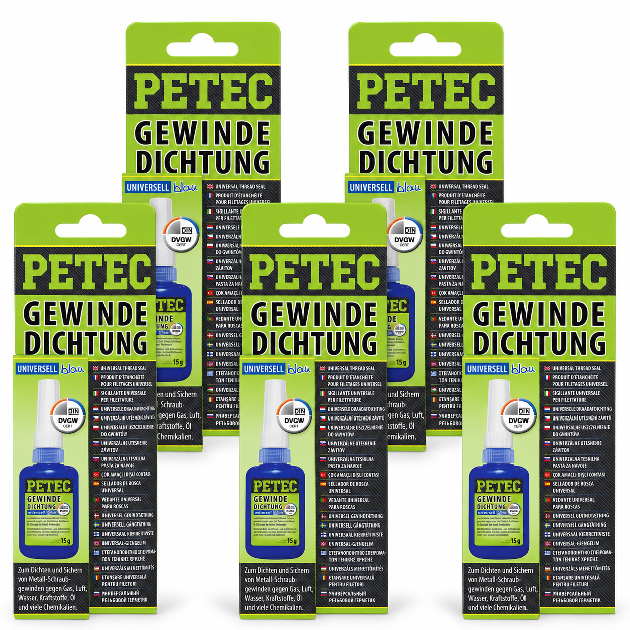 PETEC 5x 97216 Gewindedichtung Blau 15 g Fl&uuml;ssige Schraubgewinde Dichtmittel