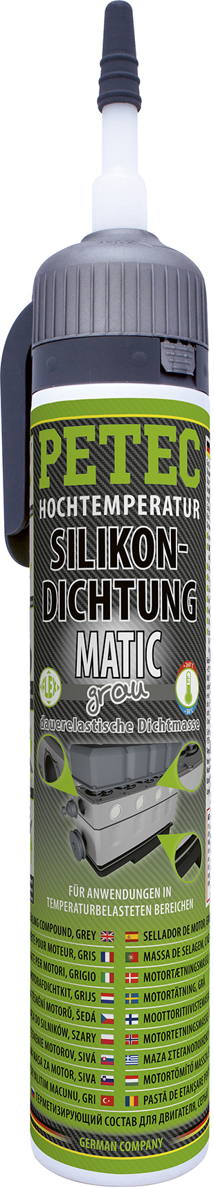 PETEC 6x 97620 Hochtemperatur Silikondichtung MATIC Grau 200 ml Fl&uuml;ssigdichtung