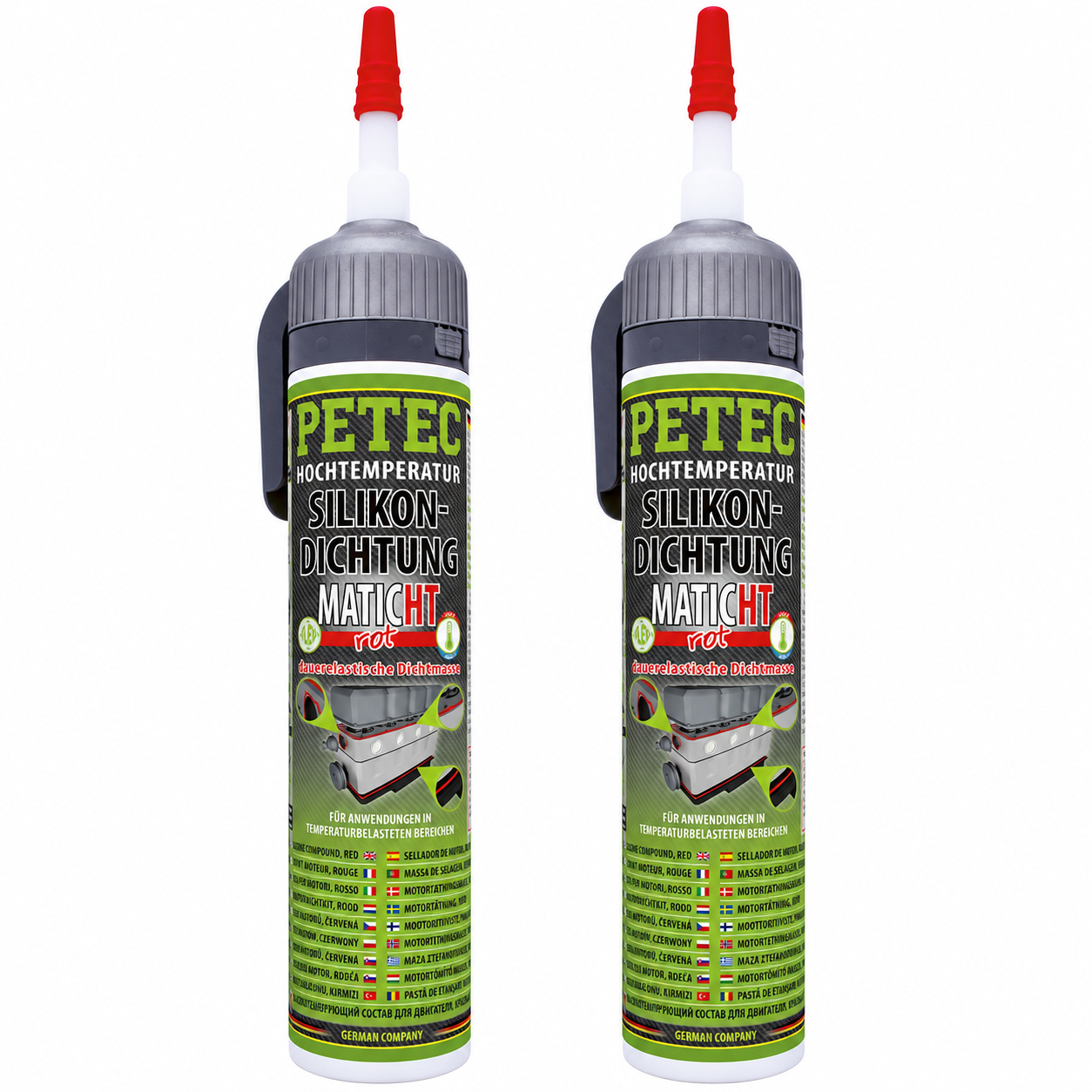 PETEC 2x 97820 Hochtemperatur Silikondichtung MATIC Rot 200 ml Fl&uuml;ssigdichtung