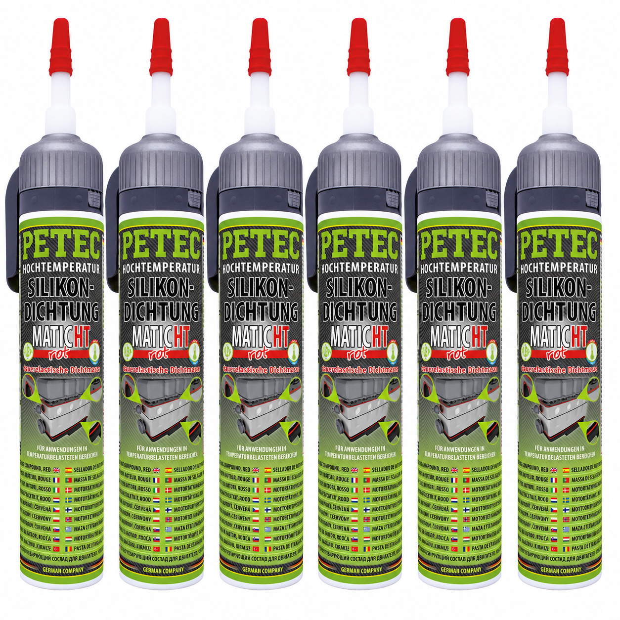 PETEC 6x 97820 Hochtemperatur Silikondichtung MATIC Rot 200 ml Fl&uuml;ssigdichtung