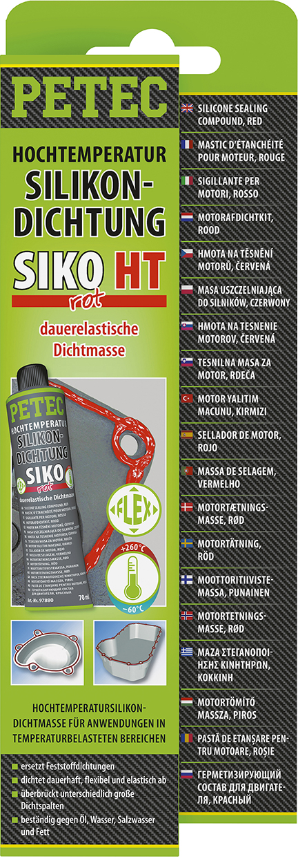 PETEC 3x 97880 Hochtemperatur Silikondichtung SIKO Rot 70 ml Fl&uuml;ssigdichtung