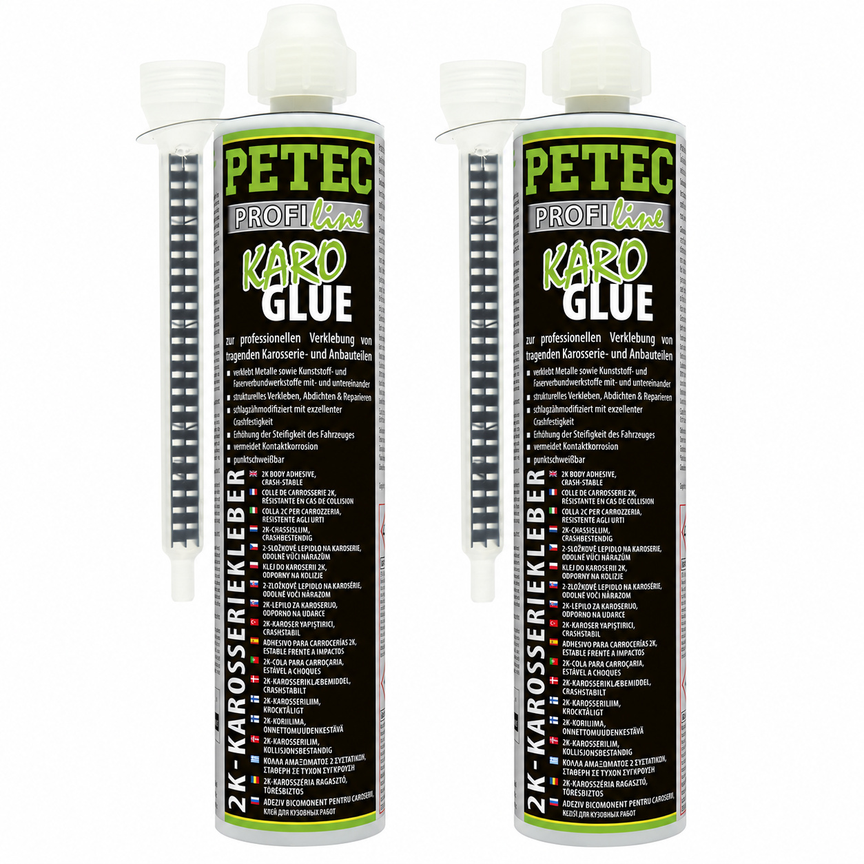 PETEC 2x 98195 Karo-Glue 2K Karosseriekleber 195 ml Epoxidharz Klebstoff Kleber