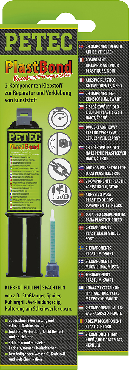 PETEC 5x 98325 PlastBond 24 ml 2K Kunststoffreparaturkleber Schwarz Kleber