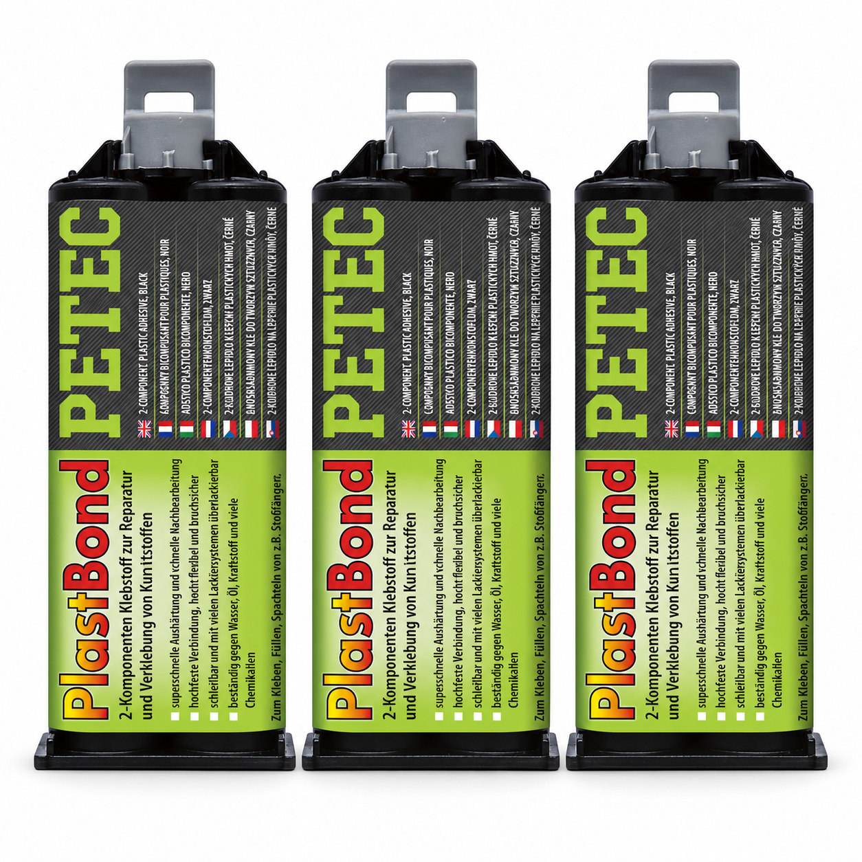 PETEC 3x 98350 PlastBond 50 ml 2K Kunststoffreparaturkleber Schwarz Kleber