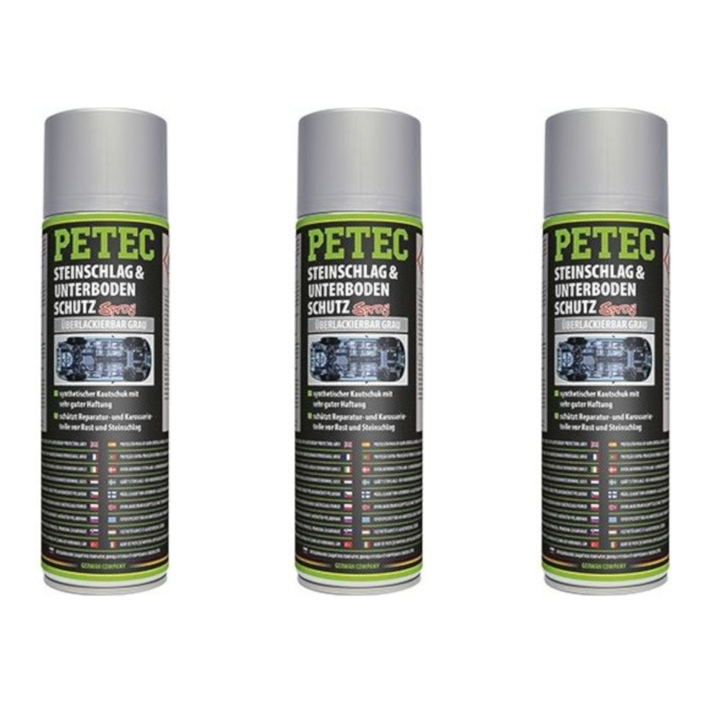 Petec 3X PETEC STEINSCHLAG und UNTERBODENSCHUTZ KAUTSCHUKBASIS GRAU 500 ML 73350
