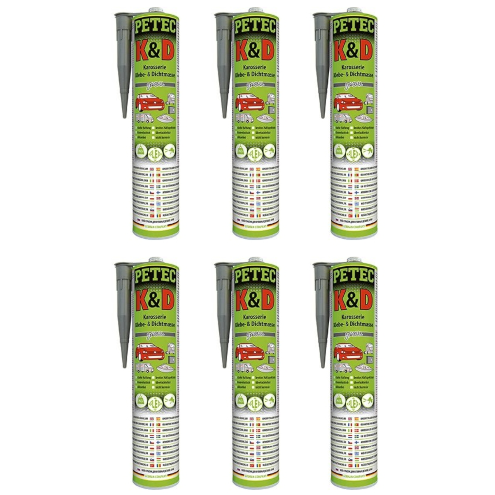 6X PETEC Kleben und Dichten GRAU Kleber 310 ML 94630
