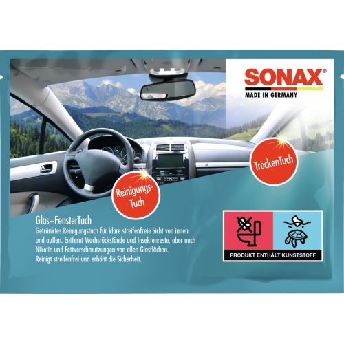 SONAX 04181000 Glas+FensterTuch Auto Pflege Fahrzeugpflege Autozubeh&ouml;r 2Teile