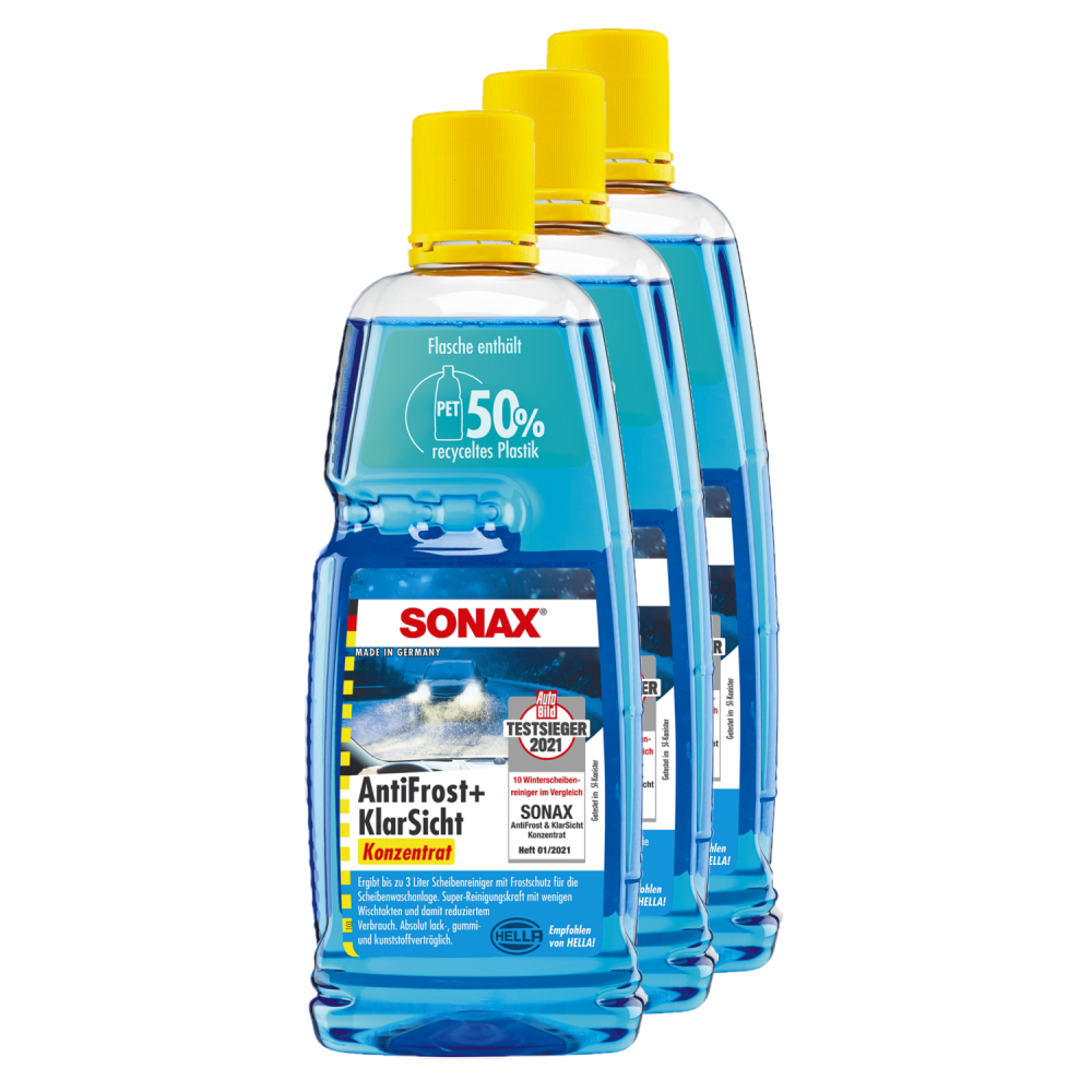 SONAX 03323000 AntiFrost+KlarSicht Konzentrat Citrus Autopflege Reinigung 3x 1l