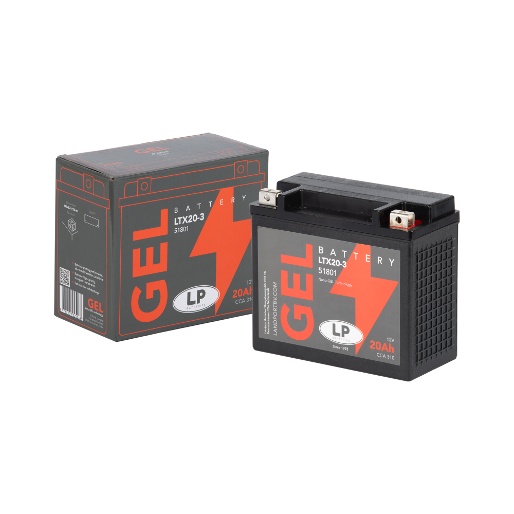 Landport LTX20-3 (LTX20L-BS) Gel Motorradbatterie Startbatterie Gelbatterie