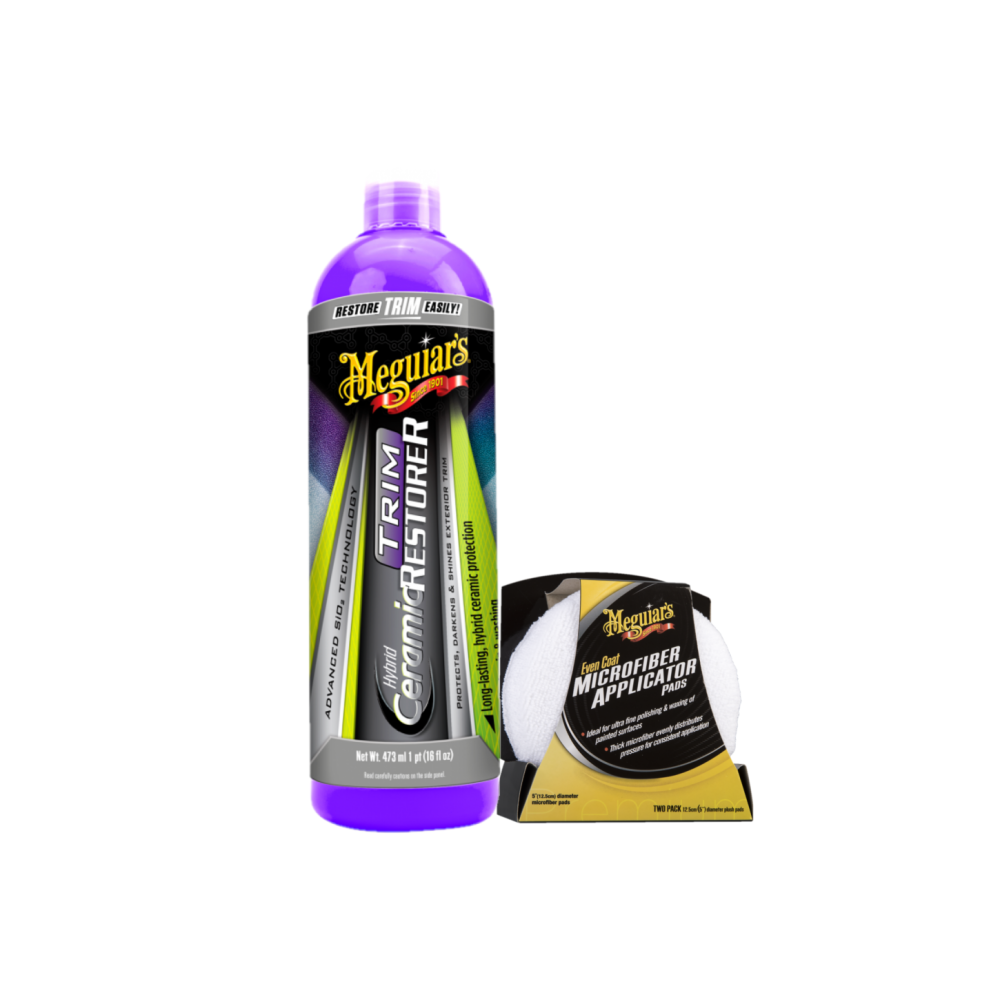 Meguiars G220316EUMEG Hybrid Ceramic Trim Restorer 473ml & X3080EUMEG Pad