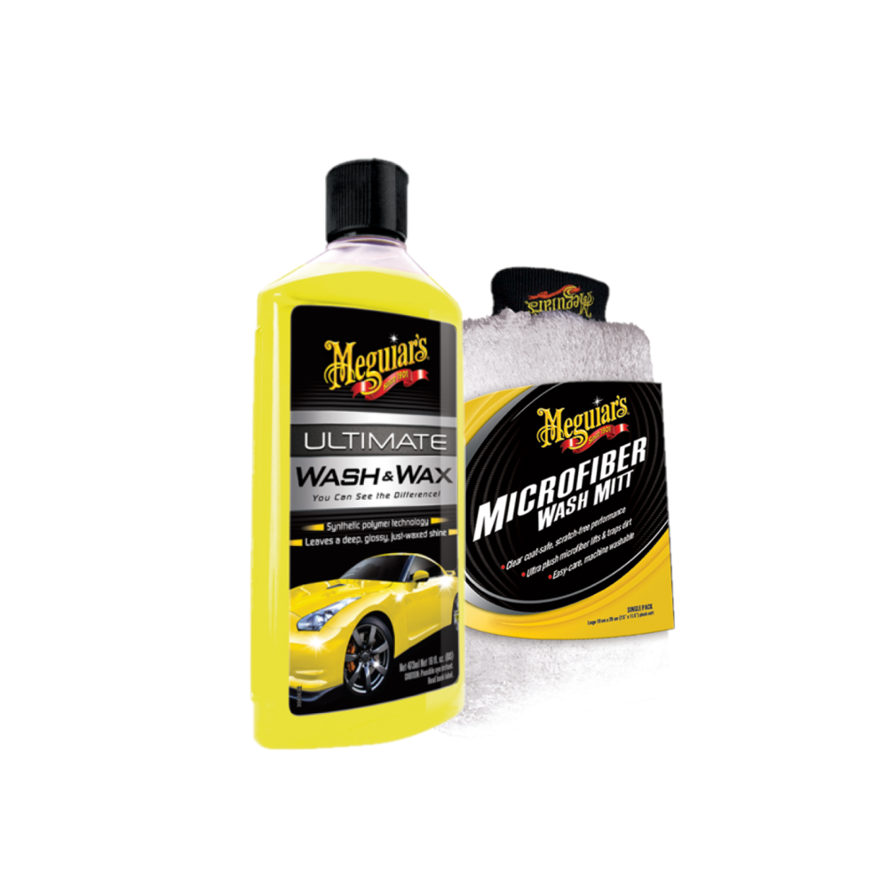 Meguiars G17716EUMEG Ultimate Wash & Wax 473ml & X3002EUMEG Waschhandschuh
