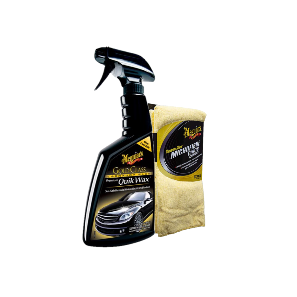 Meguiars G7716EUMEG Gold Class Quik Wax 473ml & X2035EUMEG Mikrofaser Tücher