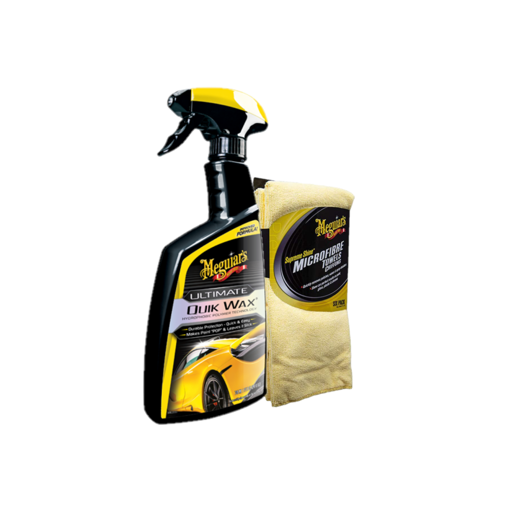 Meguiars G200916EUMEG Ultimate Quik Wax 473ml & X2035EUMEG Mikrofaser Tücher