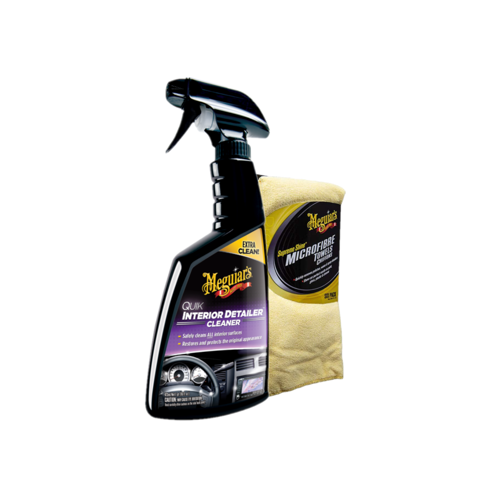 Meguiars G13616EUMEG Quik Interior Cleaner 473ml & X2035EUMEG Mikrofaser Tücher