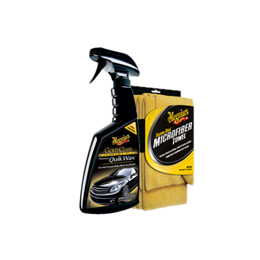 Meguiars G7716EUMEG Gold Class Quik Wax 473ml & X2020EUMEG Mikrofaser Tücher